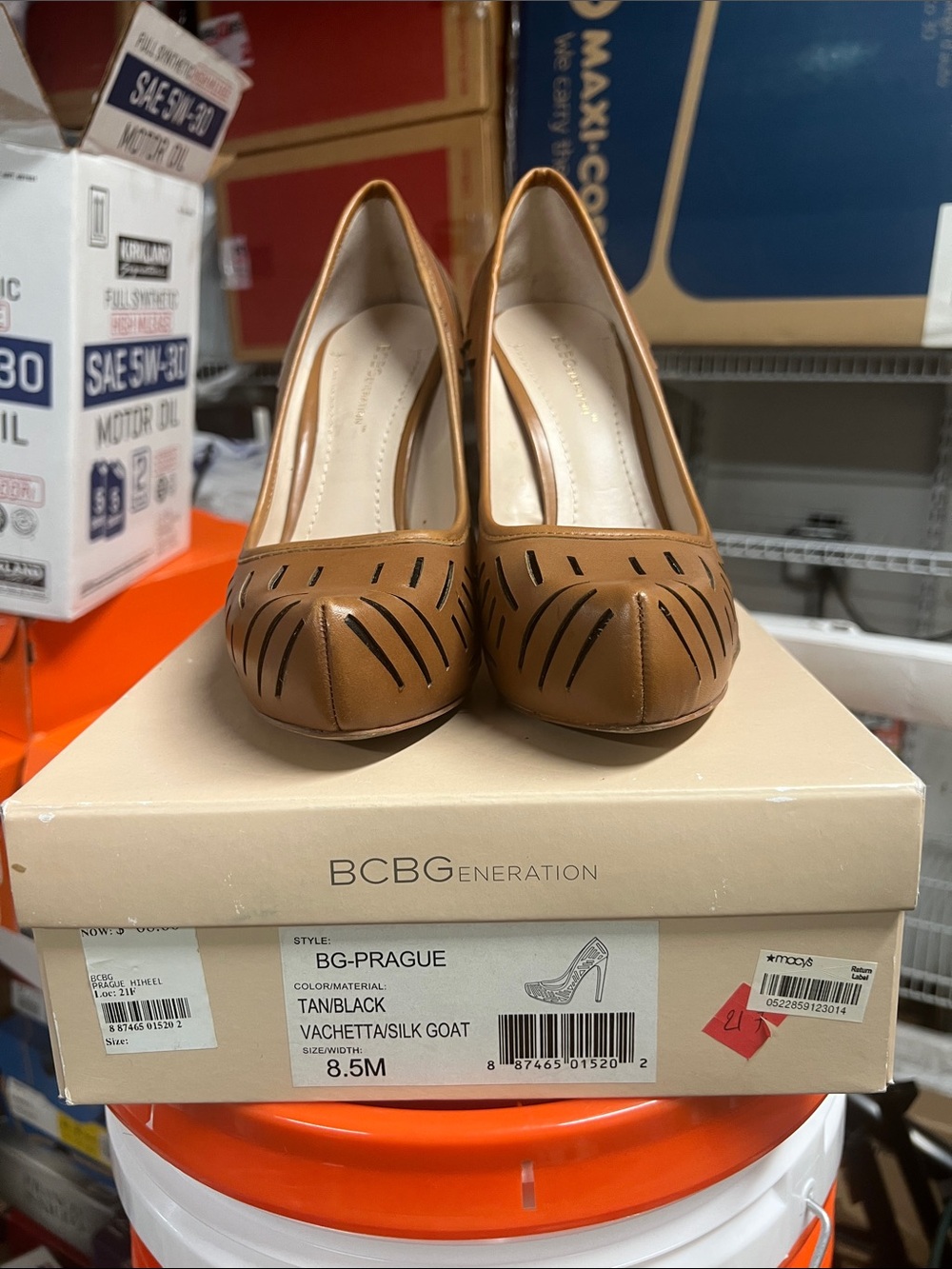 Pre-Owned - BCBGeneration Tan Leather Cutout Pumps